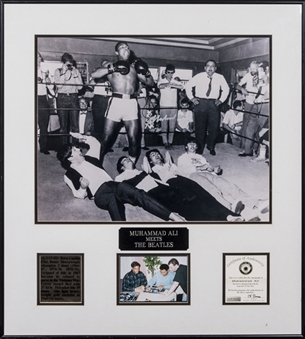 Muhammad Ali Signed Photo With the Beatles in 26x29 Framed Display (JSA)